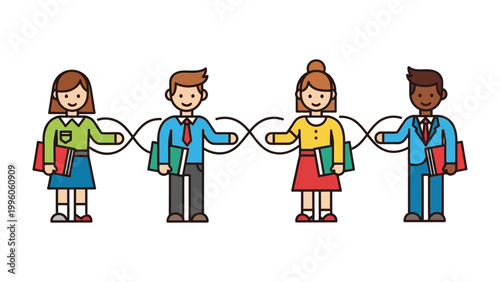 Digital Unity: A diverse group of individuals connects and collaborates, symbolizing teamwork and the strength found in coming together.  