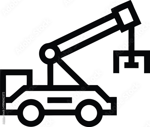 Heavy Industrial Crane Truck with a Robotic Gripper Arm Lifting Materials