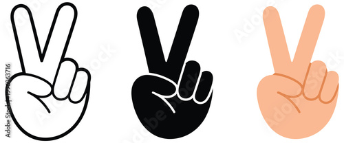 Crossed fingers icon set illustration, outline silhouette and colored styles, luck and hope gesture icons, wish and optimism concept, clean vector design elements for mobile apps, messaging platforms,