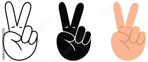 Crossed fingers icon set illustration, diverse outline silhouette and color styles, luck hope and wish gesture symbols, good fortune concept, modern vector design for apps, social media,