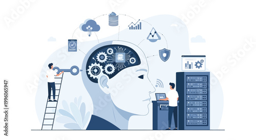 Professional engineers working on artificial intelligence systems to optimize complex machine learning and data processing tasks