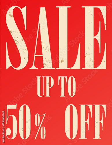 Vintage Red Sale Fifty Percent Poster