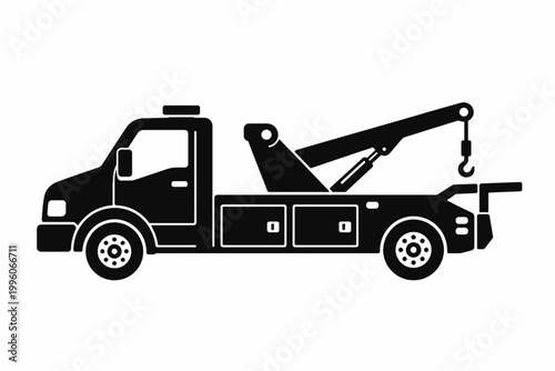 recovery truck icon white backgreoud side view.eps