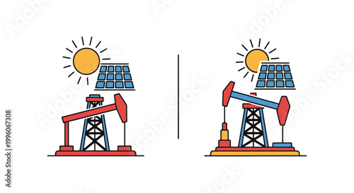 Green energy oil Line art simple abstract color design