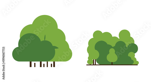 Green Forest Line art vector creative color shapes illustration