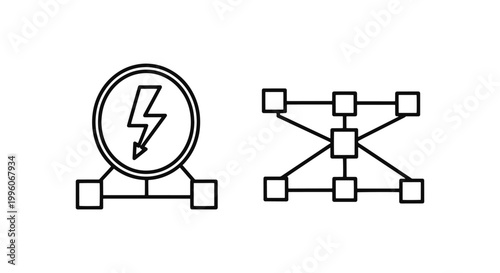 Grid Connection Line art clean abstract shape vector