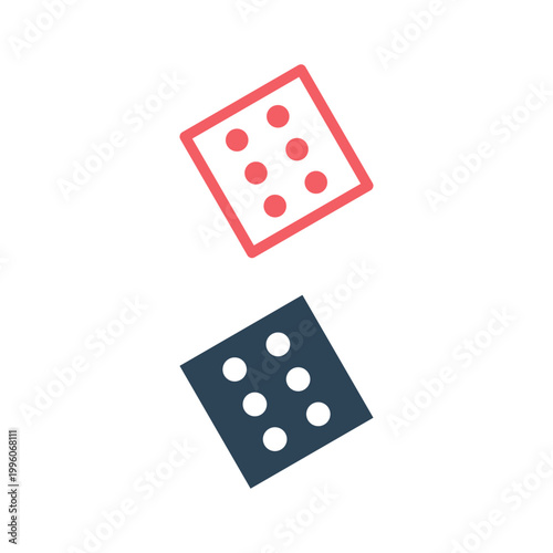 Dice cube icons set, casino game.