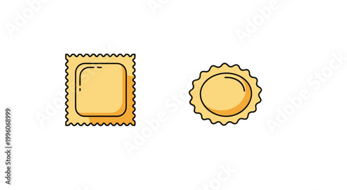Handmade Ravioli Line art minimal bold abstract color vector