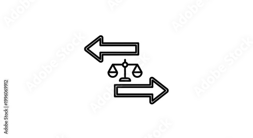 Balance Scales and Arrows Symbolizing Exchange, Trade, or Decision Making