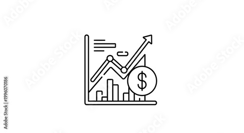 Financial Growth Chart with Dollar Sign Icon: Business Success and Investment Concept