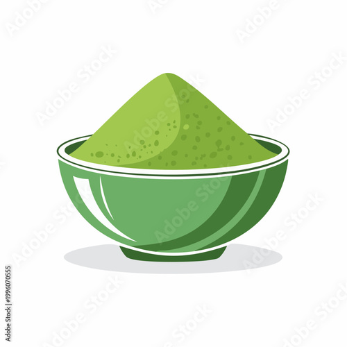 Green Matcha Powder in a Bowl
