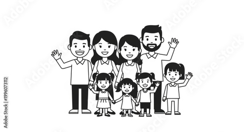 Happy family with children together smiling.