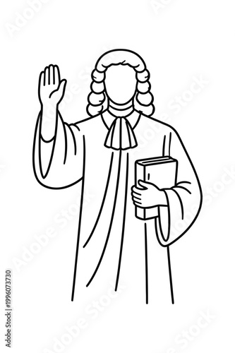 Judge oath law line illustration