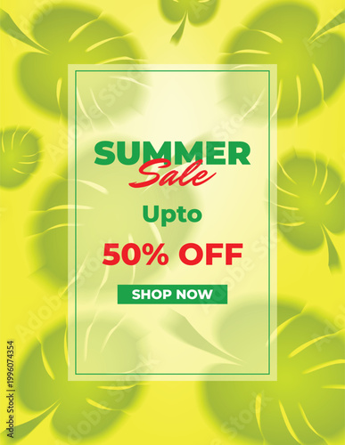 Summer Sale Banner With Leaves
