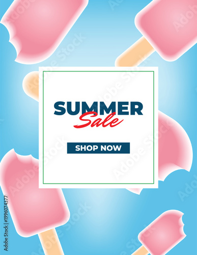Summer Sale Banner With Sticks Popsicle