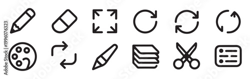 Fotografie Outline icons for drawing and editing tools on transparent background vector