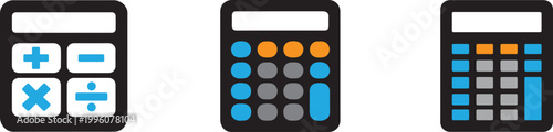 Calculator logo icon, digital math calculation tool symbol, finance app vector.