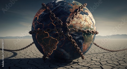 Global Confinement A Symbolic Representation of Earth Enchained by Restrictions and Limitations.