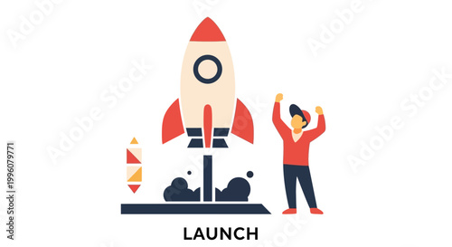 Man launching a rocket into space.