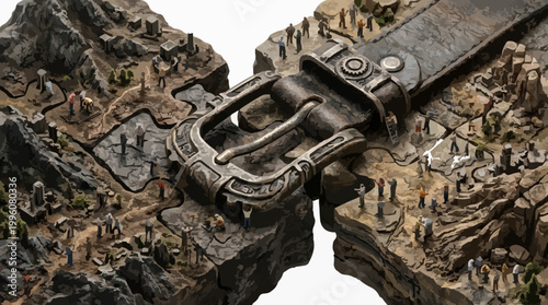 Close Up Buckle on Rugged Military Gear Strap.