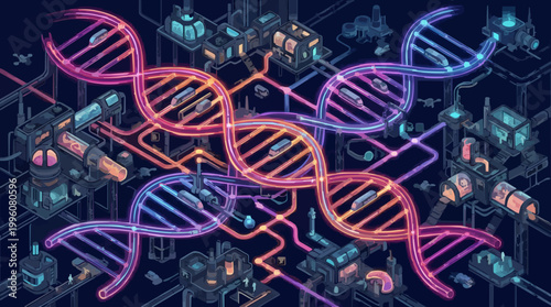 DNA strands science background illustration.