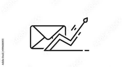 Email Marketing Growth Chart Icon: Envelope with Upward Trend Line and Arrow