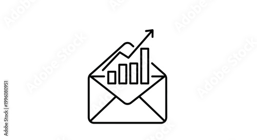 Email marketing growth chart icon, business analytics and data concept