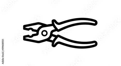 Black line drawing of needle nose pliers