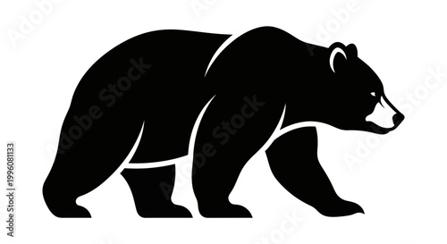 Black bear silhouette walking to the right