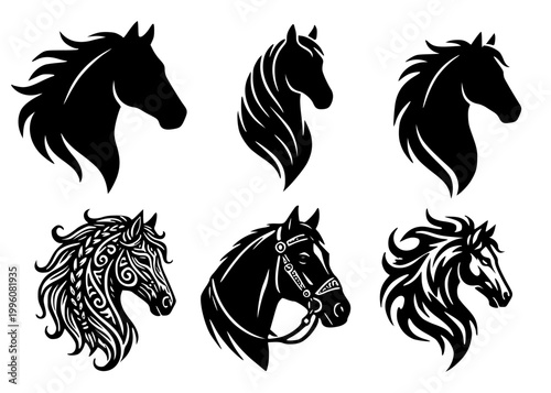 set of black horses 