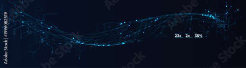 AI neural brain data wave, blue synapse network background. Medical biotech visual for neurology research, healthcare dashboard, machine learning. Neural networks concept. Vector illustration