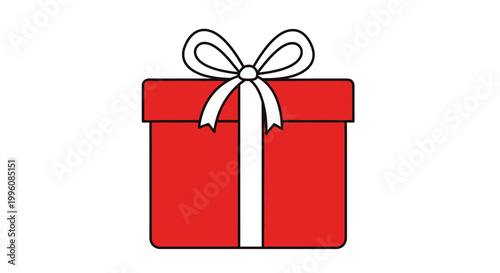 Red gift box with white ribbon.