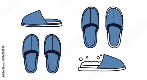 Memory Foam Slippers Line art simple abstract shapes
