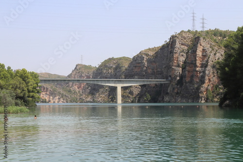 Modern Concrete Bridge Crossing the Jucar River Gorge in Valencia