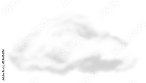 Rounded white cloud isolated on a transparent background, for sky and weather