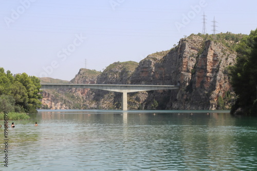 Modern Concrete Bridge Crossing the Jucar River Gorge in Valencia