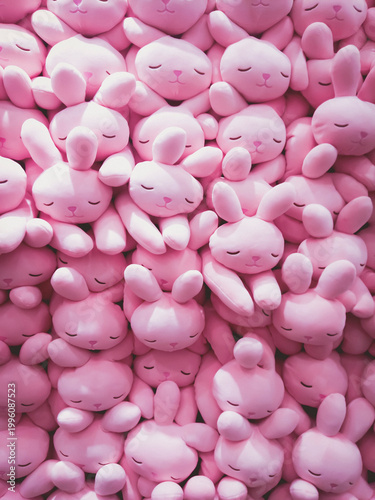 A Sea of Soft Pink Plush Rabbit Toys