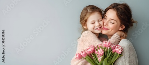 Mother and daughter embracing, Mother's Day concept, Mother's Day background