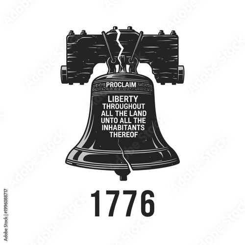 The Liberty Bell with Proclaim Liberty Inscription and Year 1776.