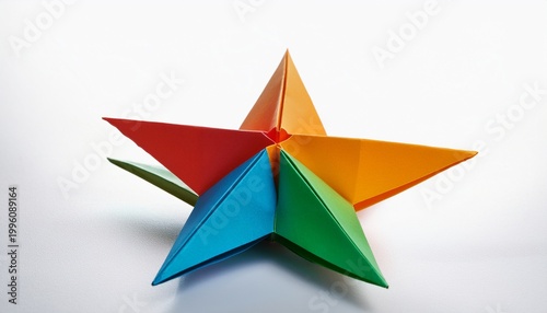 Free Download colorful origami star on white surface - GFXLoad
