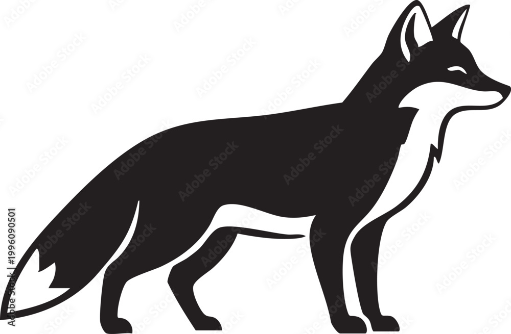 Fototapeta premium Clean Minimalist Fox Silhouette Vector Illustration Isolated on White Background