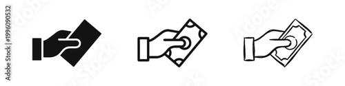 Hand Holding Cash Money Icon, Payment and Transaction Business Symbol