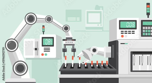 Automated Robotic Arm in Laboratory, Precision Manufacturing, Scientific Research