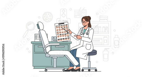 Dermatologist Explains Skin Conditions to Patient in Clinic