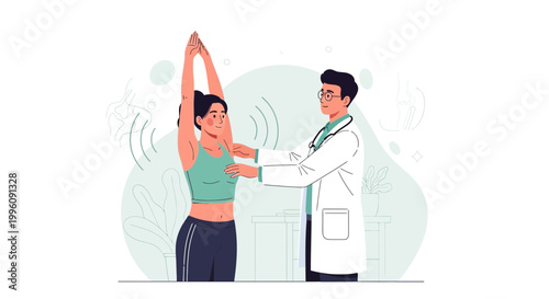 Doctor examining a woman's chest during a medical check-up, health awareness concept