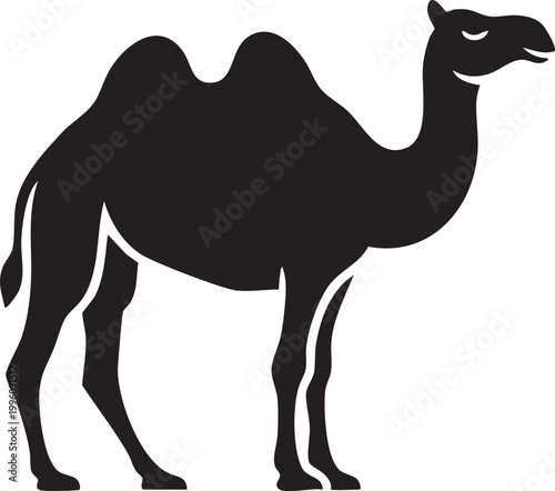 Minimalist Camel Silhouette Vector Isolated on White Background | Desert Wildlife Animal Icon Design