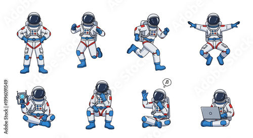 Collection of Astronaut Poses and Activities in Space.