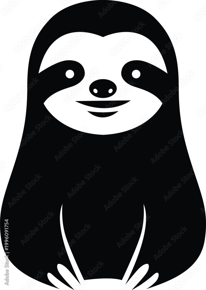 Fototapeta premium Clean Minimalist Sloth Silhouette Vector Illustration Isolated on White Background