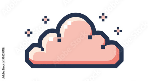 Tableau sur toile Colorful cartoon pink fluffy cloud.