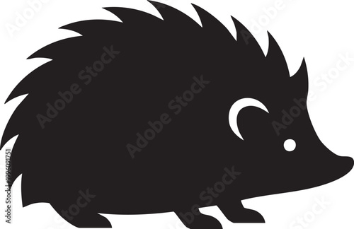 Tableau sur toile Clean Minimalist Hedgehog Silhouette Vector Illustration Isolated on White Backg